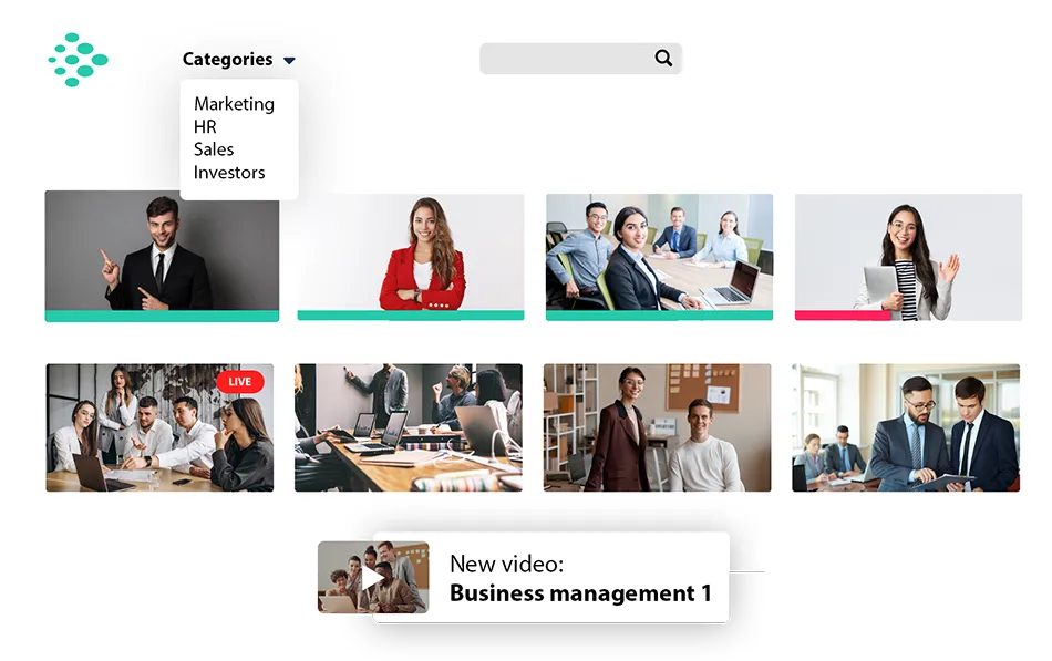 Corporate intranet video hub built with Teyuto