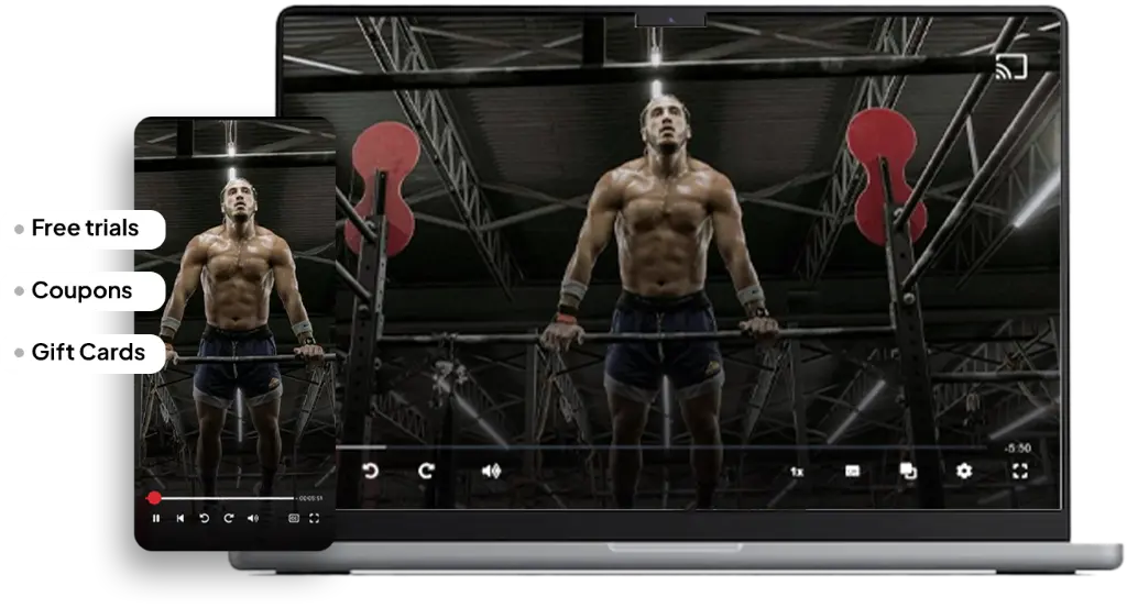 Memberships and gift cards on a fitness video platform