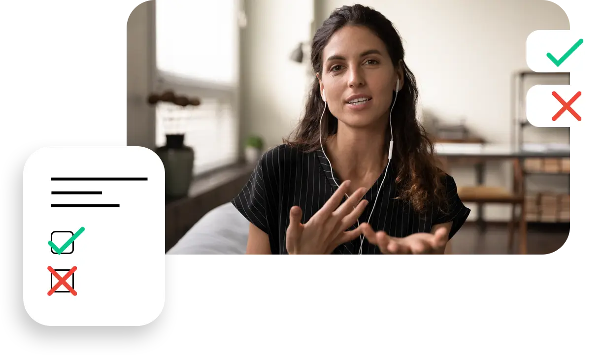 Interactive video lesson with quizzes and attachments
