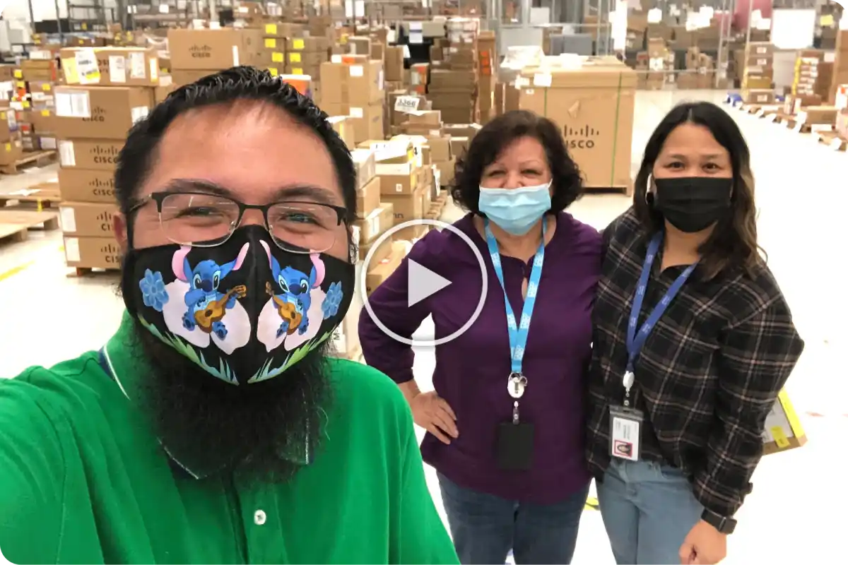 A cisco employee's "Day in the life" video in a warehouse